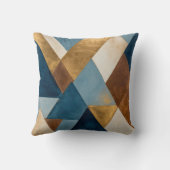 ブルーブロンズクリームと金ゴールド幾何学的抽象芸術 クッション (裏面)