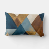 ブルーブロンズクリームと金ゴールド幾何学的抽象芸術 ランバークッション (裏面)