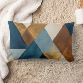 ブルーブロンズクリームと金ゴールド幾何学的抽象芸術 ランバークッション (ブランケット)