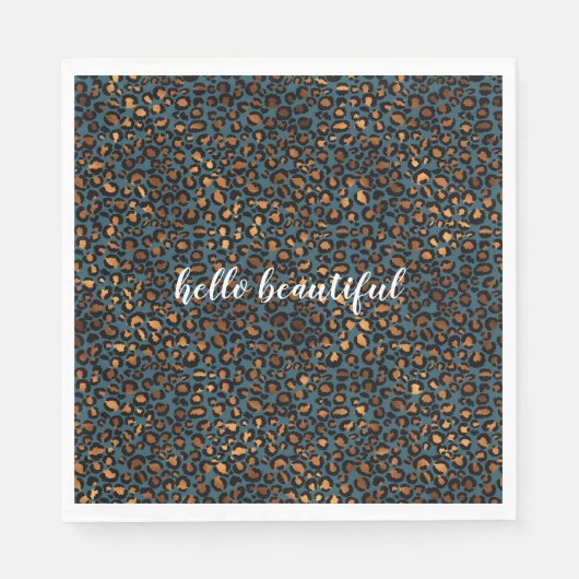 ブルーブロンズヒョウ印刷 スタンダードランチョンナプキン (正面)