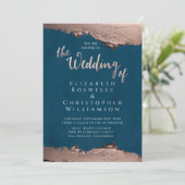 ブルーブロンズメタルエレガントスクリプ結婚ト 招待状 (スタンド正面)