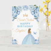 ブルーブロンドヘアガールSweet sixteen誕生日 カード (黄色い花)