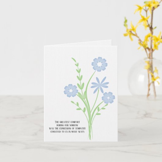 ブルーブーケ悔やみや弔慰感謝していユー カード (黄色い花)