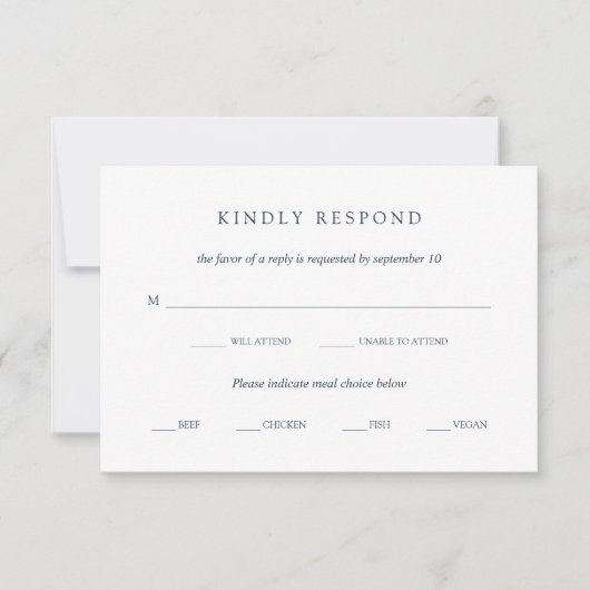 ブルーブーケ | フローラ結婚の食事の選択RSVP 出欠カード (正面)