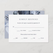 ブルーブーケ | フローラ結婚の食事の選択RSVP 出欠カード (正面/裏面)