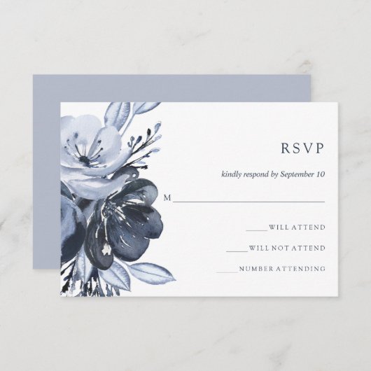 ブルーブーケ | 水彩フローラ結婚反応 出欠カード (正面/裏面)