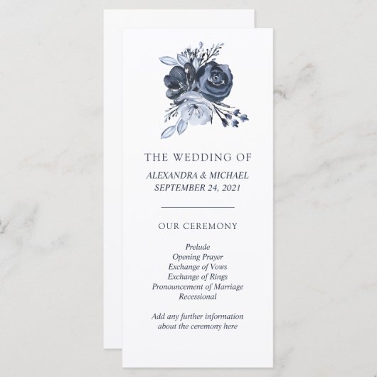 ブルーブーケ | 水彩フローラ結婚式 プログラム (正面/裏面)