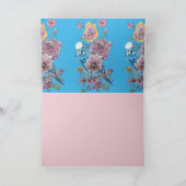 ブルーブージーウォーターカラーバラフローラ誕生日カード カード (内部)