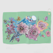 ブルーブージーウォーターカラーフローラグリーンウォメンズ ゴルフタオル (横)