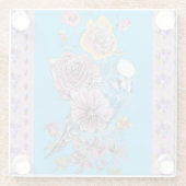 ブルーブージーウォーターカラー薄紫フローラガラスコースター ガラスコースター (裏面)