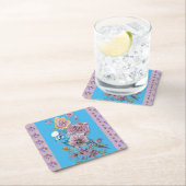 ブルーブージーウォーターカラー薄紫フローラ紙コースター スクエアペーパーコースター (インサイチュ)