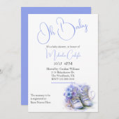 ブルーブーティーボーイ赤ちゃんシャワー 招待状 (正面/裏面)