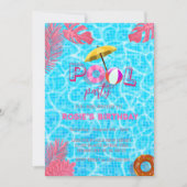 ブループクールールパーティー&サマースイミング誕生日 招待状 (正面)