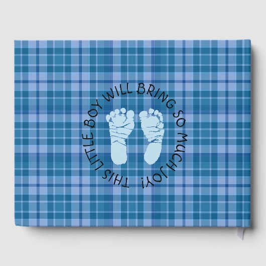 ブループパーソナライズされたライドストライプベビーシャワー本 ゲストブック (裏面)