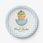 ブループパーソナライズされたライドヒック卵の私の最初の復活祭 ペーパープレート (正面)