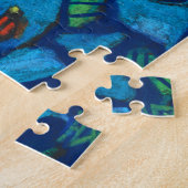 ブループヤエキゾチック花抽象芸術絵画フローラ ジグソーパズル (側面)