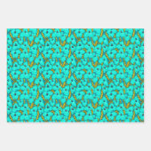 ブループヤ花植物花柄 ラッピングペーパーシート (正面2)