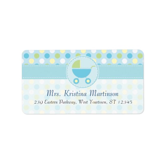 ブループラムと水玉模様住所 シール (正面)