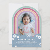 ブループラムフローラレインボーキッド誕生日招待状 招待状 (正面)