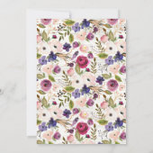 ブループラム素朴フローラベビーシャワー招待状 招待状 (裏面)