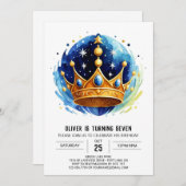 ブループリンスエレガントクラウン誕生日 招待状 (正面/裏面)