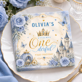 ブループリンセスのワンダフル1歳の誕生日 スタンダードカクテルナプキン
