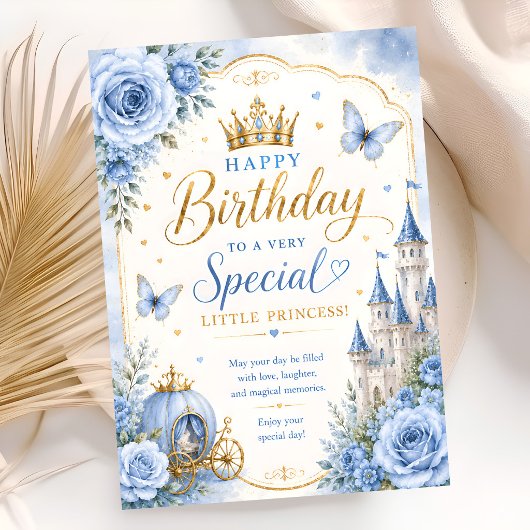ブループリンセスの1歳の誕生日 カード