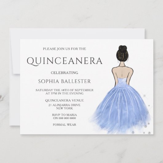 ブループリンセスドレスウィンターワンダーランドキンセアニェラ 招待状 (裏面)