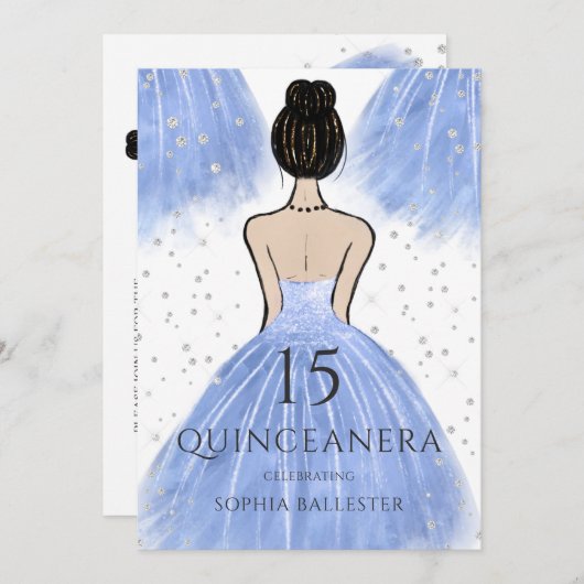 ブループリンセスドレスウィンターワンダーランドキンセアニェラ 招待状 (正面/裏面)