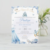 ブループリンセスドレスバースデーパーティー招待状 招待状 (スタンド正面)