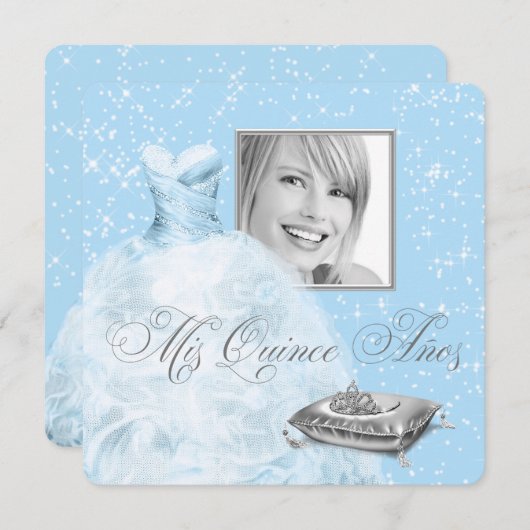 ブループリンセスフォトキンセアニェラ招待状 招待状 (正面/裏面)