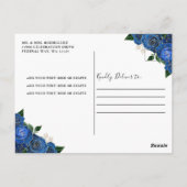 ブループリンセス金ゴールド誕生日キンセアニラ招待状 ポストカード (裏面)