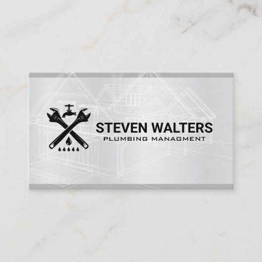 ブループリント | レンチとスパウトのロゴ 名刺 (正面)