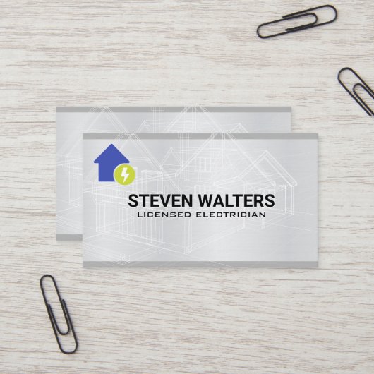 ブループリント | 電気アイコン 名刺 (正面/裏面インサイチュ)