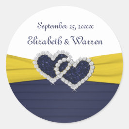 ブループリーツとダイヤモンドハートラウンドステッカー ラウンドシール