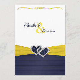 ブループリーツ&ダイヤモンドハート結婚式招待状 招待状