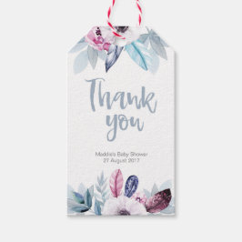 ブループルプルフローラフェザー感謝していユーメッセージカード ギフトタグ