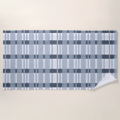 ブループレイドとストライプウェイブ ビーチタオル (正面)