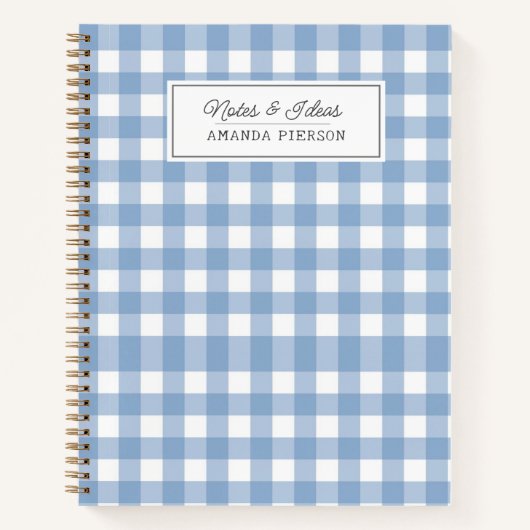 ブループレイドアイディアファミリーパーソナライズされた ノートブック (正面)
