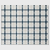 ブループレイドウィンターホリデークリスマスハートベージュ ラッピングペーパー (フラット)