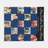 ブループレイドキパーソナライズされたルト13フォトコラージュ フリースブランケット (正面(横))