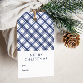 ブループレイドクリスマス ギフトタグ