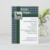 ブループレイドグリーンとシルバーのスタッグ招待状 招待状 (スタンド正面)