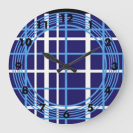 ブループレイドサークルズデザイン ラージ壁時計