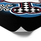 ブループレイドスカル&ボーンズ誕生日パーティバナー ポスター (角)