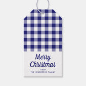 ブループレイドスクリプトメリークリスマス ギフトタグ (正面)