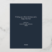 ブループレイドタータンチェック写真クリスマス実在 箔シーズンカード (裏面)