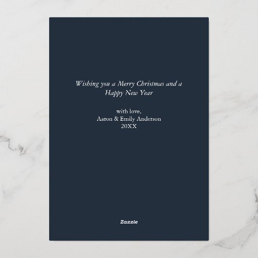 ブループレイドタータンチェック写真クリスマス実在 箔シーズンカード (裏面)