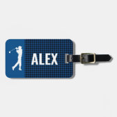 ブループレイドチェックモノグラムゴルファー ラゲッジタグ (正面横)