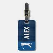 ブループレイドチェックモノグラムゴルファー ラゲッジタグ (正面縦)